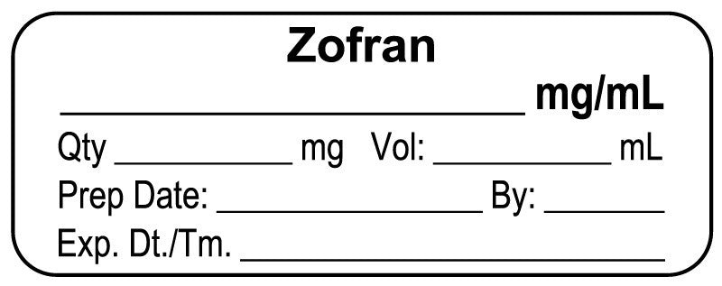 Medical Labels - Anesthesia Label, ZOFran mg/mL, 2" x 3/4"