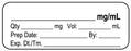 Medical Labels - Anesthesia Label, Blank mg/mL, 2" x 3/4"