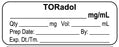Medical Labels - Anesthesia Label, TORadol mg/mL, 2" x 3/4"