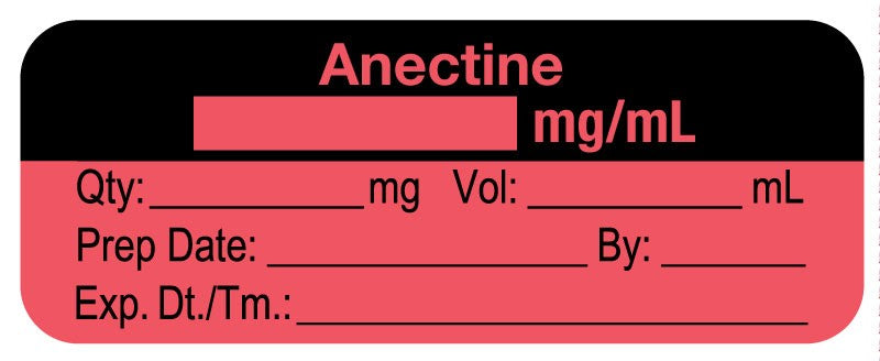 Medical Labels - Anesthesia Label, Anectine mg/mL, 2" x 3/4"