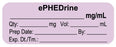 Medical Labels - Anesthesia Label, ePHEDrine mg/mL, 2" x 3/4"