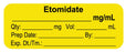 Medical Labels - Anesthesia Label, Etomidate mg/mL, 2" x 3/4"