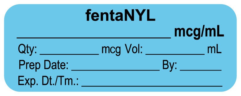 Medical Labels - Anesthesia Label, fentaNYL mcg/mL, 2" x 3/4"