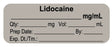 Medical Labels - Anesthesia Label, Lidocaine mg/mL, 2" x 3/4"