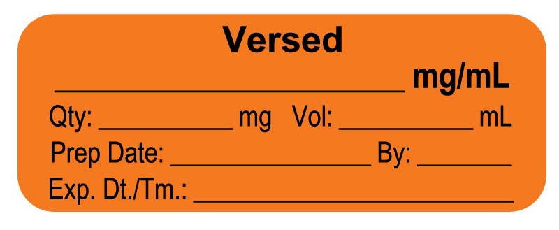 Medical Labels - Anesthesia Label, Versed mg/mL, 2" x 3/4"