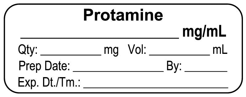 Medical Labels - Anesthesia Label, Protamine mg/mL, 2" x 3/4"
