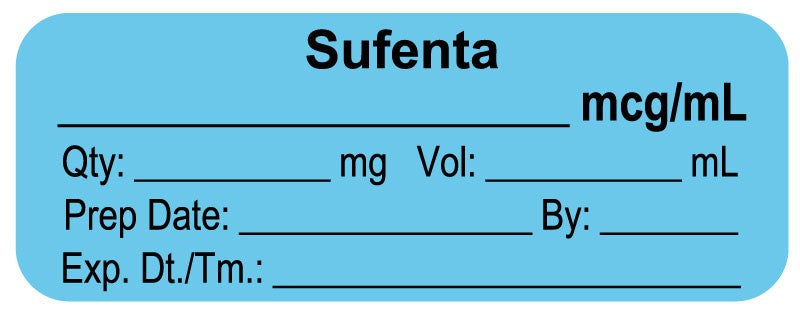 Medical Labels - Anesthesia Label, Sufenta mcg/mL, 2" x 3/4"