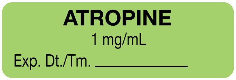 Medical Labels - Anesthesia Label, Atropine mg/mL, 1-1/2" x 1/2"