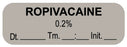 Medical Labels - Anesthesia Label, ROPIVACAINE 0.2% Date Time Initial, 1-1/2" x 1/2"