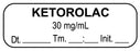 Medical Labels - Anesthsia Label, KETOROLAC 30 mg/mL Date Time Initial, 1-1/2" x 1/2"