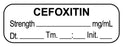Medical Labels - Anesthesia Label, CEFOXITIN mg/mL Date Time Initial, 1-1/2" x 1/2"