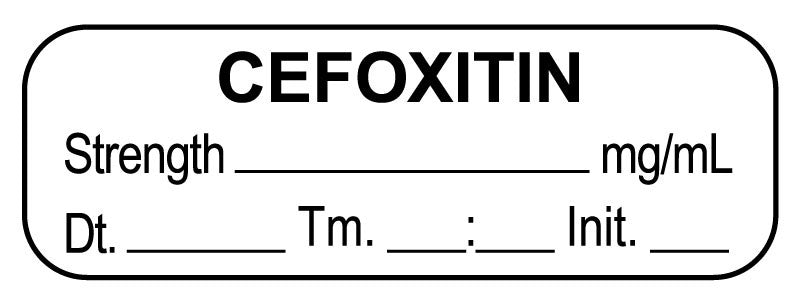 Medical Labels - Anesthesia Label, CEFOXITIN mg/mL Date Time Initial, 1-1/2" x 1/2"