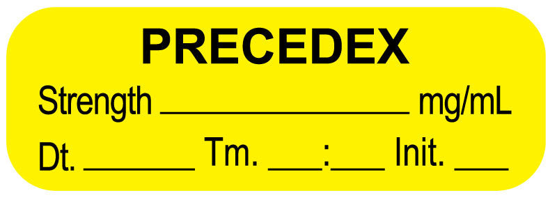 Medical Labels - Anesthesia Label, PRECEDEX mg/mL Date Time Initial, 1-1/2" x 1/2"