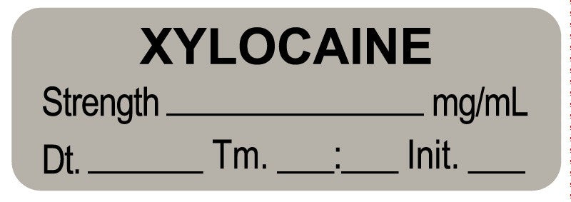 Medical Labels - Anesthesia Label, Xylocaine, mg/mL DTI 1-1/2" x 1/2"
