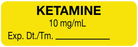 Medical Labels - Anesthesia Label, Ketamine 10mg/mL, 1-1/2" x 1/2"