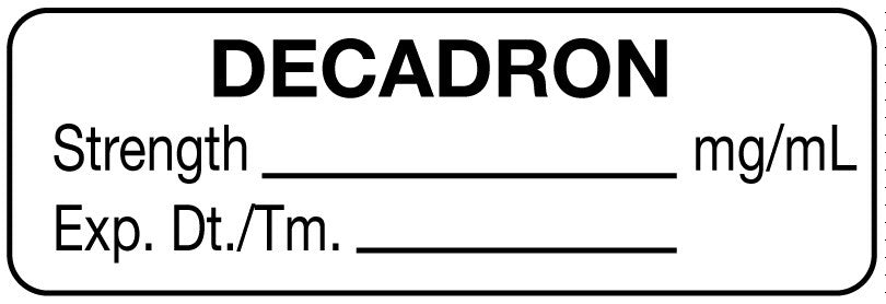 Medical Labels - Anesthesia Label, Decadron mg/mL, 1-1/2" x 1/2"