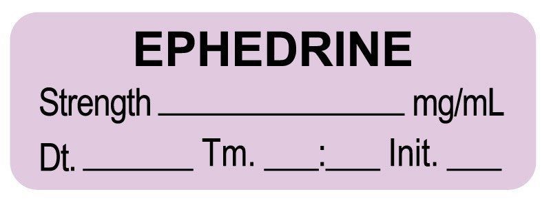 Medical Labels - Anesthesia Label, Ephedrine mg/mL DTI 1-1/2" x 1/2"