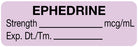 Medical Labels - Anesthesia Label, Ephedrine mcg/mL, 1-1/2" x 1/2"