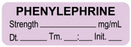 Medical Labels - Anesthesia Label, Phenylephrine mg/mL Date Time Initial, 1-1/2" x 1/2"