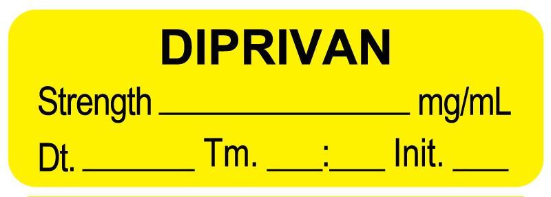 Medical Labels - Anesthesia Label, Diprivan mg/mL DTI 1-1/2" x 1/2"