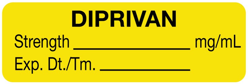 Medical Labels - Anesthesia Label, Diprivan mg/mL, 1-1/2" x 1/2"