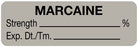 Medical Labels - Anesthesia Label, Marcaine %, 1-1/2" x 1/2"