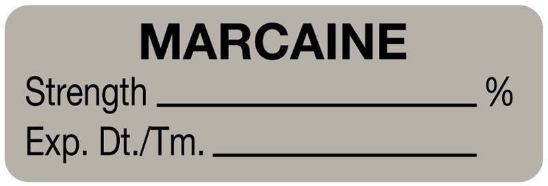 Medical Labels - Anesthesia Label, Marcaine %, 1-1/2" x 1/2"