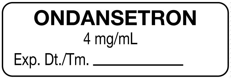 Medical Labels - Anesthesia Label, Ondansetron 4 mg/mL, 1-1/2" x 1/2"