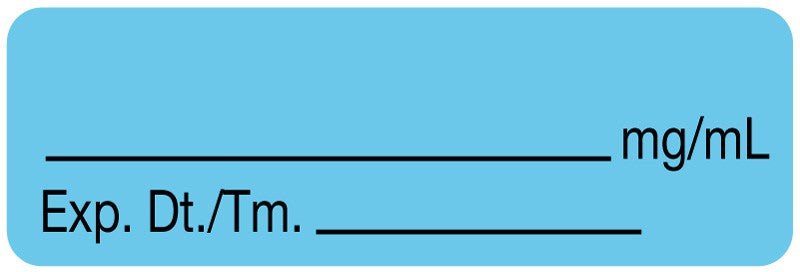 Medical Labels - Anesthesia Label, Blank mg/mL, 1-1/2" x 1/2"