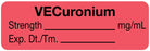 Medical Labels - Anesthesia Label, VECuronium mg/mL, 1-1/2" x 1/2"