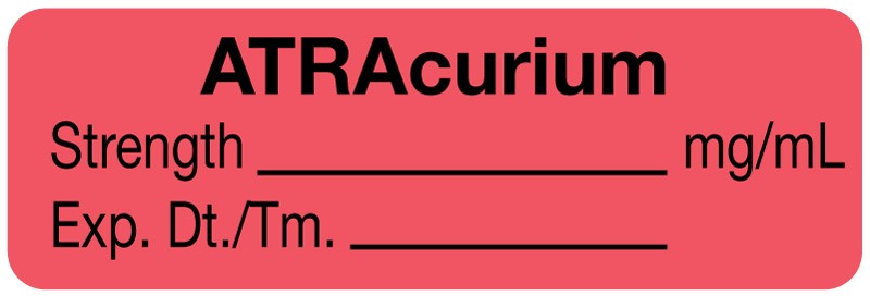 Medical Labels - Anesthesia Label, ATRAcurium mg/mL, 1-1/2" x 1/2"