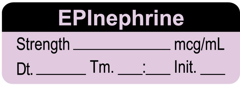 Medical Labels - Anesthesia Label, Epinephrine mcg/mL Date Time Initial, 1-1/2" x 1/2"