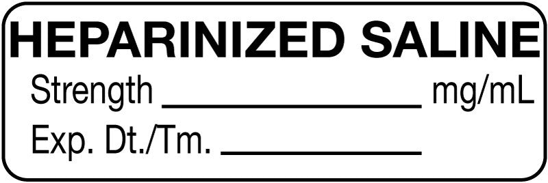 Medical Labels - Anesthesia Label, Heparanized Saline mg/mL, 1-1/2" x 1/2"
