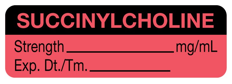 Medical Labels - Anesthesia Label, Succinylcholine mg/mL, 1-1/2" x 1/2"