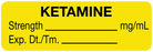 Medical Labels - Anesthesia Label, Ketamine mg/mL, 1-1/2" x 1/2"
