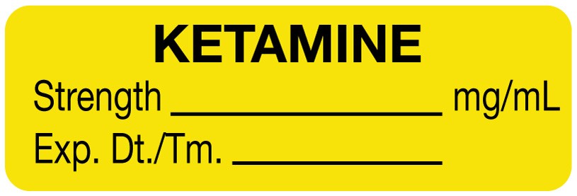 Medical Labels - Anesthesia Label, Ketamine mg/mL, 1-1/2" x 1/2"
