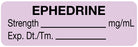 Medical Labels - Anesthesia Label, Ephedrine mg/mL, 1-1/2" x 1/2"