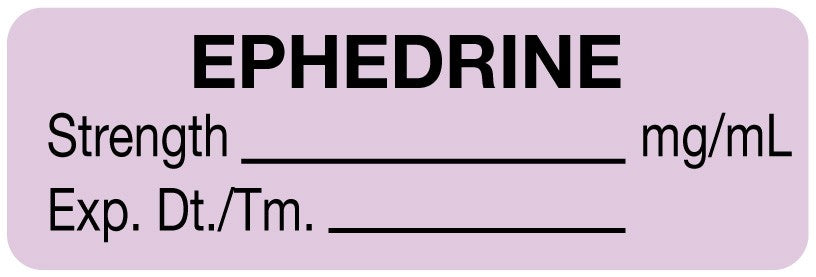 Medical Labels - Anesthesia Label, Ephedrine mg/mL, 1-1/2" x 1/2"