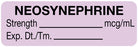 Medical Labels - Anesthesia Label, Neosynephrine mcg/mL, 1-1/2" x 1/2"