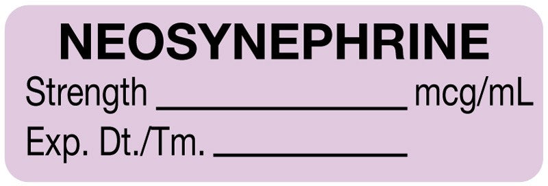 Medical Labels - Anesthesia Label, Neosynephrine mcg/mL, 1-1/2" x 1/2"