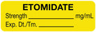 Medical Labels - Anesthesia Label, Etomidate mg/mL, 1-1/2" x 1/2"