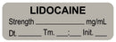 Medical Labels - Anesthesia Label, Lidocaine mg/mL Date Time Initial, 1-1/2" x 1/2"