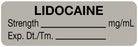 Medical Labels - Anesthesia Label, Lidocaine mg/mL, 1-1/2" x 1/2"