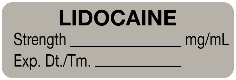 Medical Labels - Anesthesia Label, Lidocaine mg/mL, 1-1/2" x 1/2"