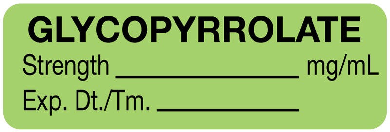 Medical Labels - Anesthesia Label, Glycopyrrolate mg/mL, 1-1/2" x 1/2"