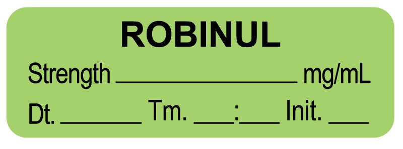 Medical Labels - Anesthesia Label, Robinul mg/mL DTI 1-1/2" x 1/2"