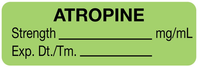 Medical Labels - Anesthesia Label, Atropine mg/mL, 1-1/2" x 1/2"