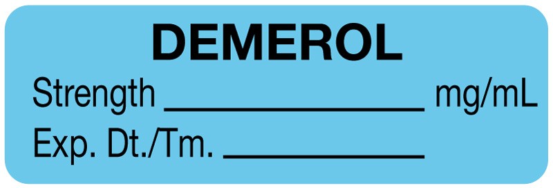 Medical Labels - Anesthesia Label, Demerol mg/mL, 1-1/2" x 1/2"