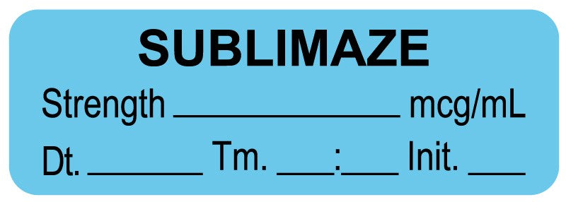Medical Labels - Anesthesia Label, Sublimaze mcg/mL Date Time Initial, 1-1/2" x 1/2"
