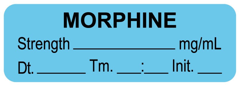 Medical Labels - Anesthesia Label, Morphine mg/mL Date Time Initial, 1-1/2" x 1/2"